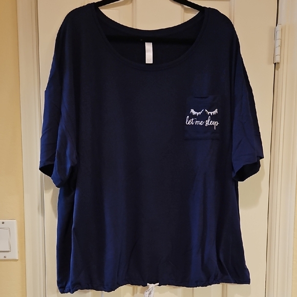 Cacique Blue and White Pajama Sleep Shirt Relaxed Fit - Picture 2 of 11